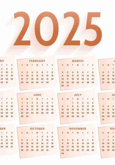 printable 2025 new year calendar template in minimal style vector